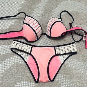VS Pink crochet Bikini Set